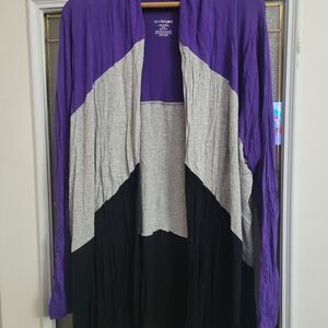 Lane Bryant Women's Purple, Gray, and Black Cardigan